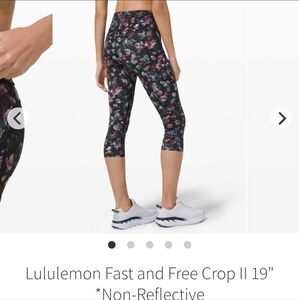Lululemon Fast & Free Crop 19" Non-Reflective in Activate Flower Multi EUC